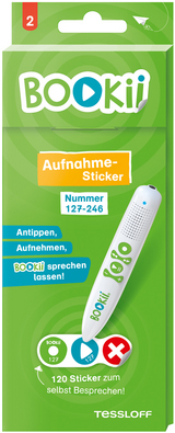 BOOKii&reg; Aufnahme-Sticker neutral Paket 2, Nr. 127-246 (120 St&uuml;ck)