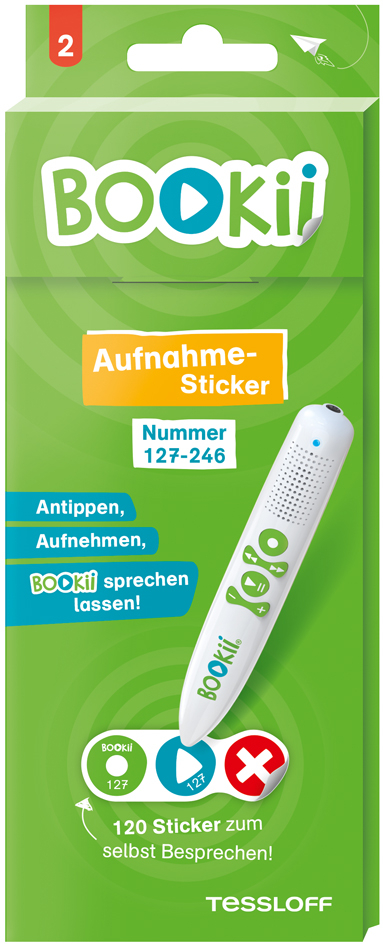 BOOKii&reg; Aufnahme-Sticker neutral Paket 2, Nr. 127-246 (120 St&uuml;ck)