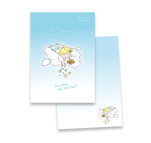 Engel-Notizblock A6 - blau