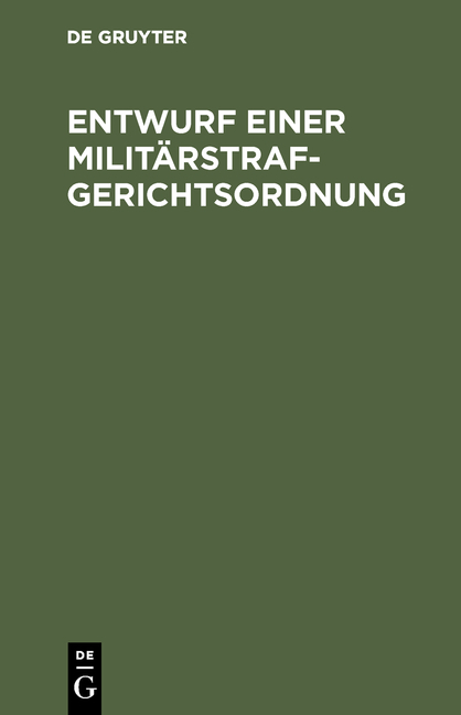 Entwurf einer Milit&auml;rstrafgerichtsordnung