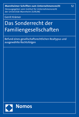 Das Sonderrecht der Familiengesellschaften - Gerrit Kr&auml;mer