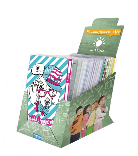 Verkaufsdisplay Hausaufgabenhefte f&uuml;r Schlaue