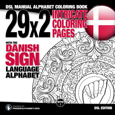 29x2 Intricate Coloring Pages with the Danish Sign Language Alphabet -  Lassal