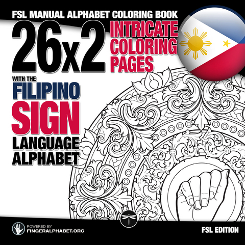 26x2 Intricate Coloring Pages with the Filipino Sign Language Alphabet -  Lassal