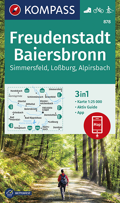 KOMPASS Wanderkarte Freudenstadt, Baiersbronn, Simmersfeld, Lo&szlig;burg, Alpirsbach - 