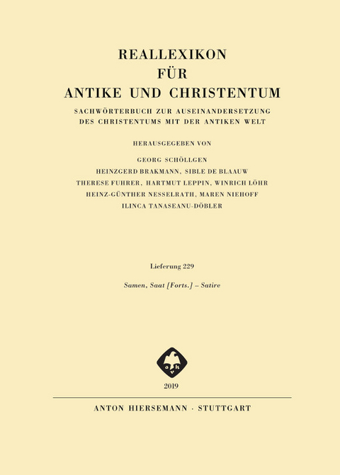Reallexikon f&uuml;r Antike und Christentum - 