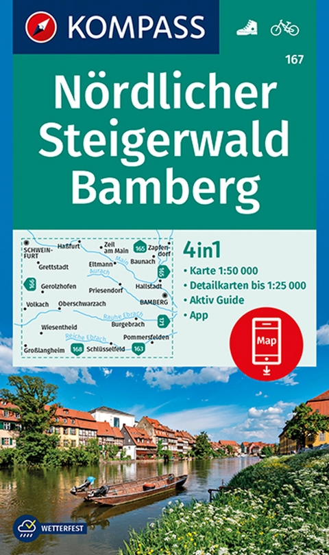 KOMPASS Wanderkarte 167 N&ouml;rdlicher Steigerwald, Bamberg 1:50.000