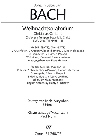 Weihnachtsoratorium (Klavierauszug deutsch/englisch)