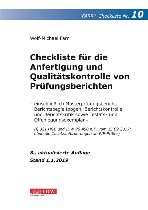 Farr, Checkliste 10 (Pr&uuml;fungsbericht), 8.A. - Wolf-Michael Farr