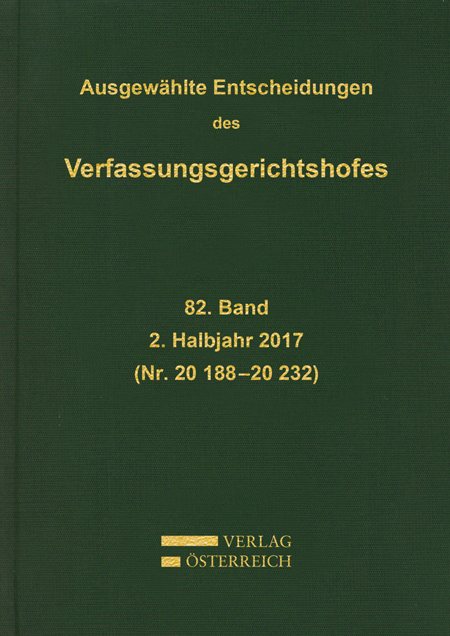 Ausgew&auml;hlte Entscheidungen des Verfassungsgerichtshofes - 