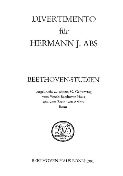 Divertimento f&uuml;r Hermann J. Abs - 