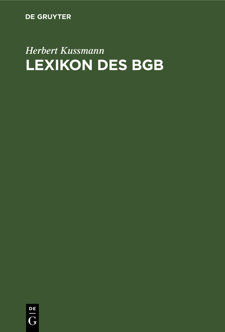 Lexikon des BGB - Herbert Kussmann