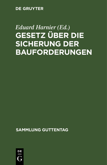 Gesetz über die Sicherung der Bauforderungen - 