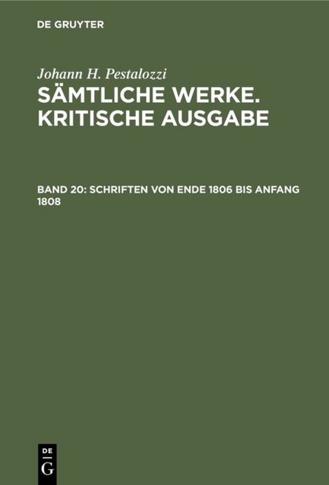 Schriften von Ende 1806 bis Anfang 1808