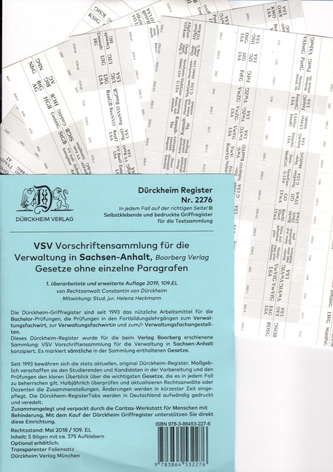 D&uuml;rckheimRegister&reg; VSV Sachsen-Anhalt, BOORBERG Verlag - Constantin D&uuml;rckheim
