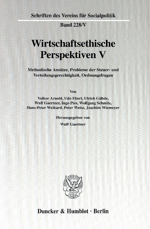 Wirtschaftsethische Perspektiven V. - 