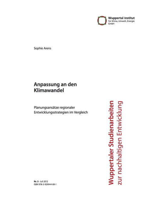 Anpassung an den Klimawandel - Sophie Arens