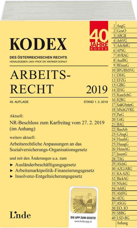 KODEX Arbeitsrecht 2019 - Edda Stech, Gerda Ercher-Lederer