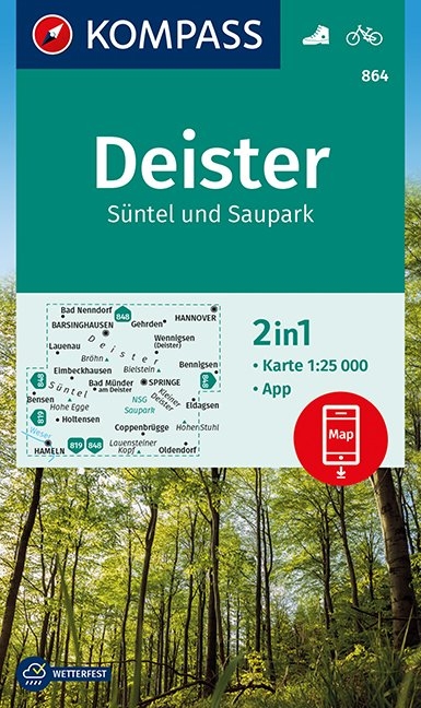 KOMPASS Wanderkarte Deister, S&uuml;ntel und Saupark - 
