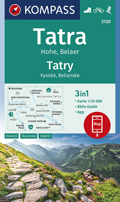 KOMPASS Wanderkarte Tatra Hohe, Belaer, Tatry, Vysok&eacute;, Belianske - 