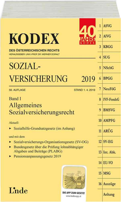 KODEX Sozialversicherung 2019, Band I - Elisabeth Brameshuber