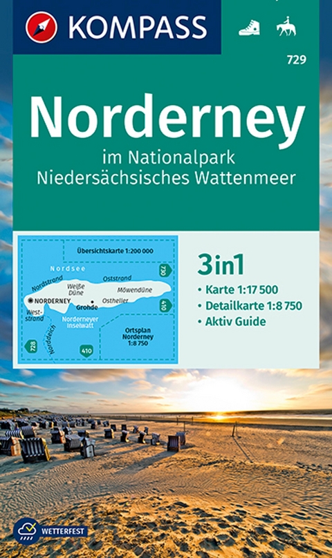 KOMPASS Wanderkarte 729 Norderney im Nationalpark Nieders&auml;chsisches Wattenmeer 1:17.500