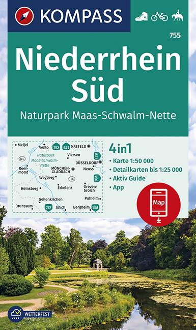 KOMPASS Wanderkarte Niederrhein S&uuml;d, Naturpark Maas-Schwalm-Nette - 