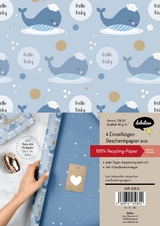 Geschenkpapier-Set zur Geburt für Baby-Jungen: Motiv "Wal"