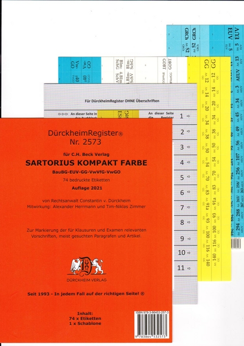 DürckheimRegister® SARTORIUS KOMPAKT Gesetze und §§ - Constantin Dürckheim