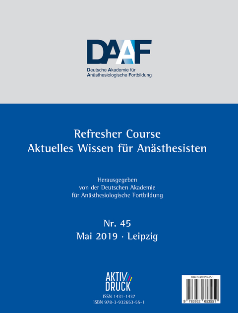 Refresher Course An&auml;sthesie 2019 - 