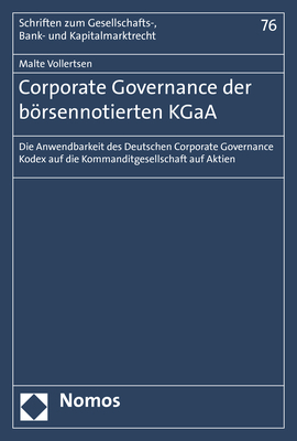 Corporate Governance der b&ouml;rsennotierten KGaA - Malte Vollertsen