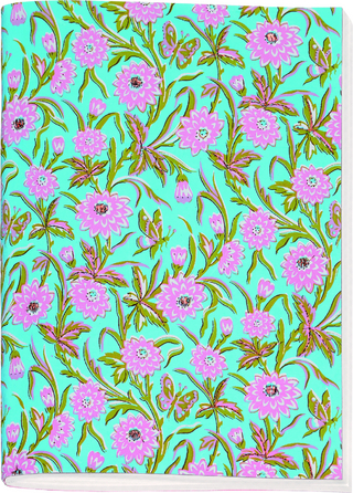 Gefährlich schön Besticktes Notizheft groß Motiv Rosa Blüten