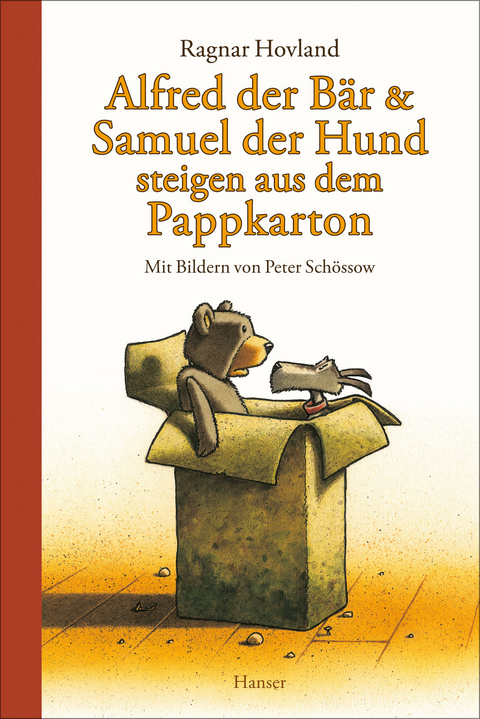 Alfred der B&auml;r und Samuel der Hund steigen aus dem Pappkarton - Ragnar Hovland