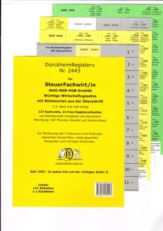 DürckheimRegister® STEUERFACHWIRT/IN - AktG-BGB-HGB-GmbHG mit Stichworten