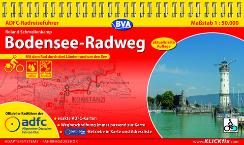 ADFC-Radreisef&uuml;hrer Bodensee-Radweg 1:50.000 praktische Spiralbindung, rei&szlig;- und wetterfest, GPS-Tracks Download - Roland Schmellenkamp