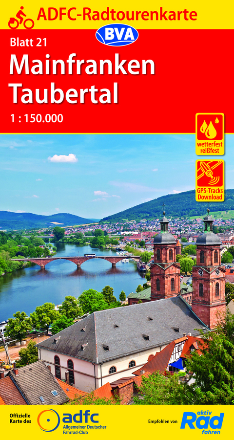 ADFC-Radtourenkarte 21 Mainfranken Taubertal 1:150.000, rei&szlig;- und wetterfest, GPS-Tracks Download