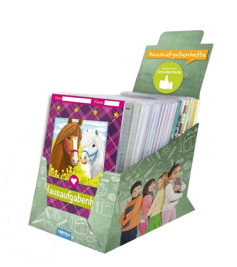 Verkaufsdisplay Hausaufgabenhefte f&uuml;r die Grundschule