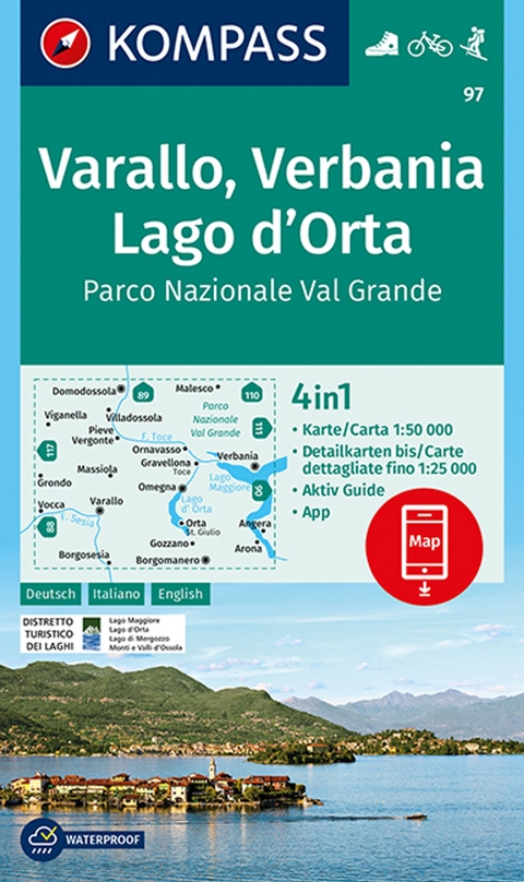KOMPASS Wanderkarte 97 Varallo, Verbania, Lago d'Orta, Parco Nazionale Val Grande 1:50.000