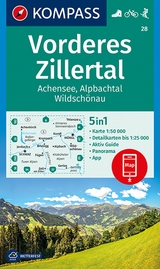 KOMPASS Wanderkarte 28 Vorderes Zillertal, Achensee, Alpbachtal, Wildschönau - 