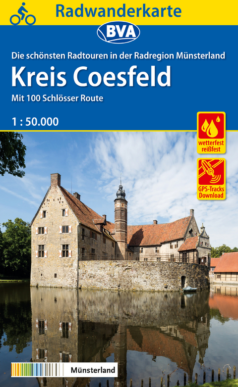 Radwanderkarte BVA Radregion M&uuml;nsterland Kreis Coesfeld 1:50.000, rei&szlig;- und wetterfest, GPS-Tracks Download