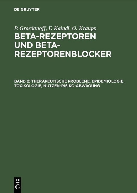 Therapeutische Probleme, Epidemiologie, Toxikologie, Nutzen-Risiko-Abw&auml;gung