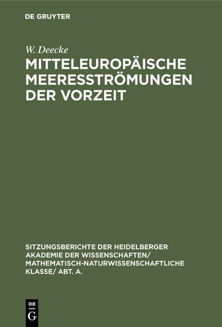 Mitteleurop&auml;ische Meeresstr&ouml;mungen der Vorzeit - W. Deecke