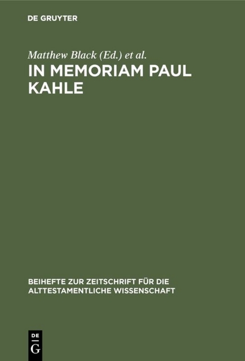 In Memoriam Paul Kahle - 