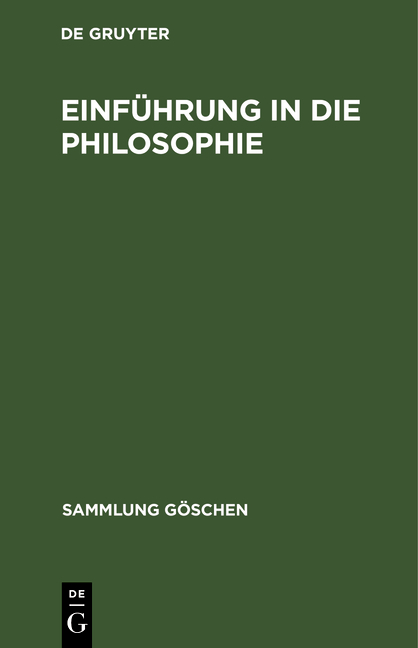 Einf&uuml;hrung in die Philosophie