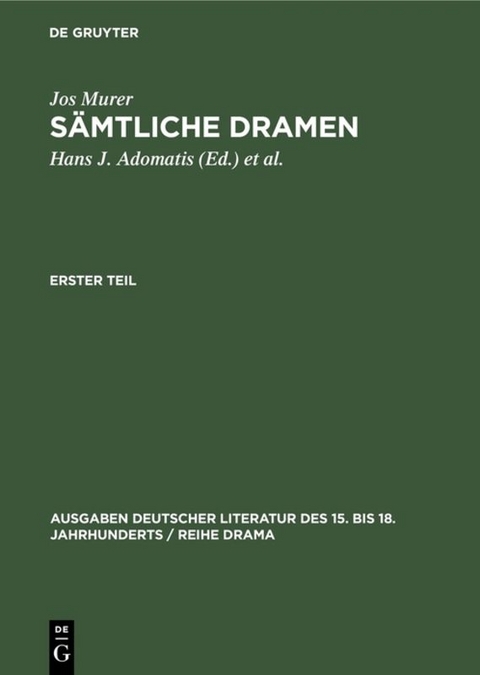 S&auml;mtliche Dramen - Jos Murer