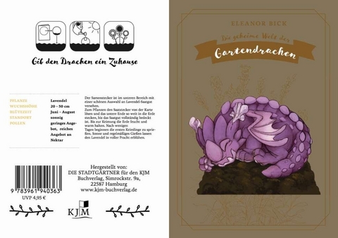 Klapppostkarte mit Saatsteckling: Lavendeldrache