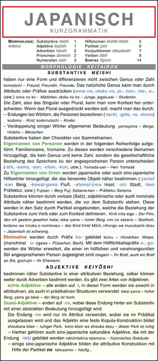 Leporello: Japanisch Kurzgrammatik – Die komplette Grammatik im Überblick