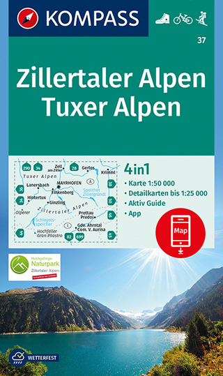 KOMPASS Wanderkarte Zillertaler Alpen, Tuxer Alpen