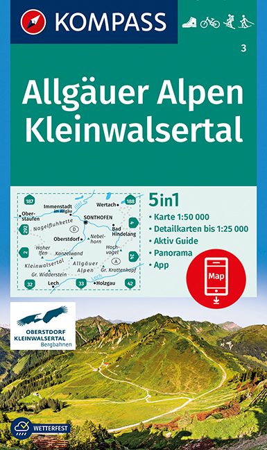 KOMPASS Wanderkarte Allg&auml;uer Alpen, Kleinwalsertal - 