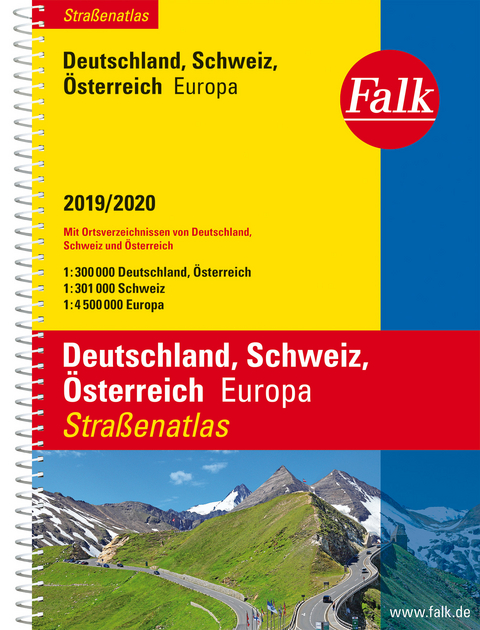 Falk Stra&szlig;enatlas Deutschland, Schweiz, &Ouml;sterreich, Europa 2019/2020 1 : 300 000